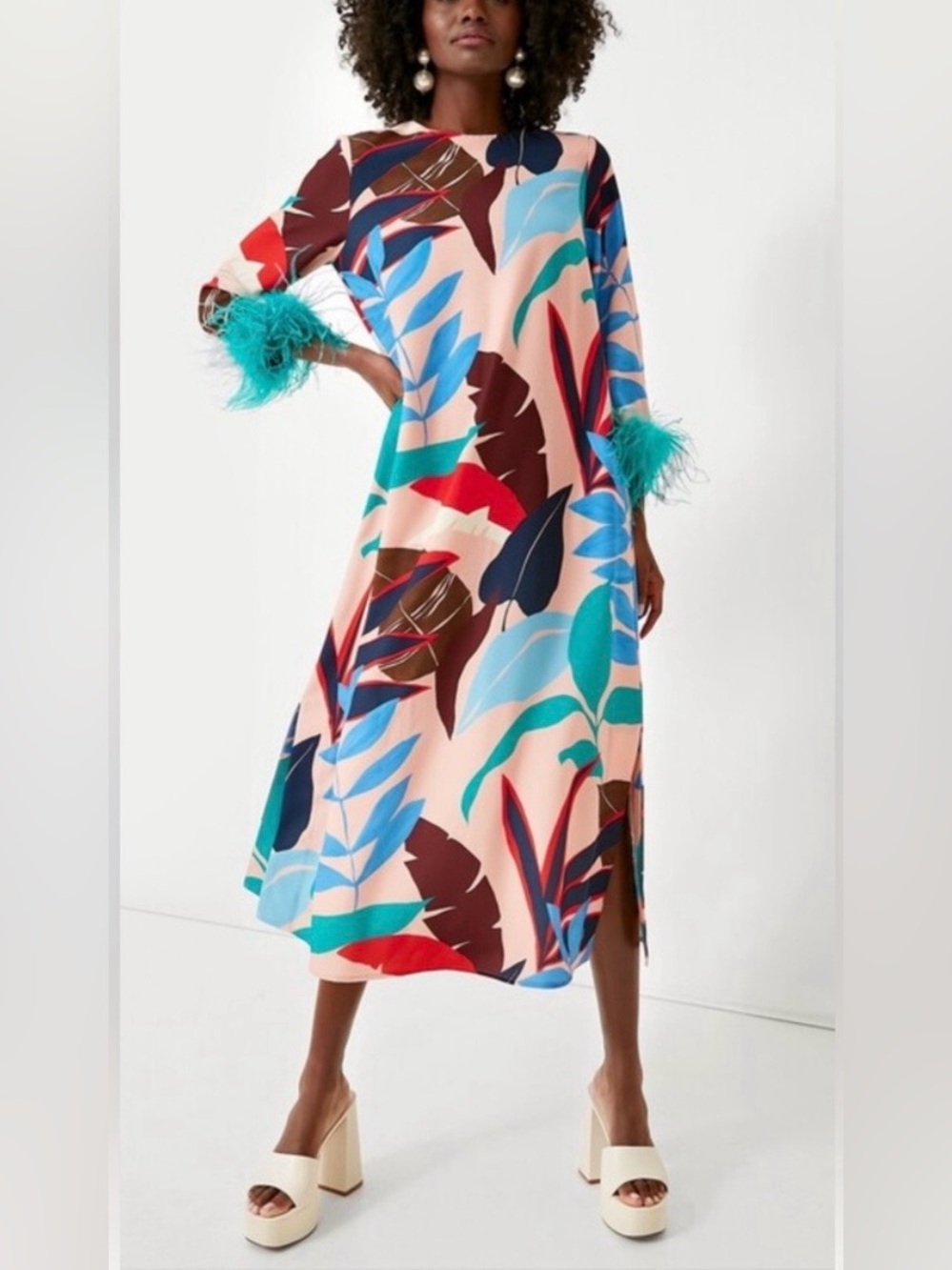 NWT Tuckernuck Vibrant Palms Feather Jamie a statement dress! Size XS, fits big. - Picture 2 of 12